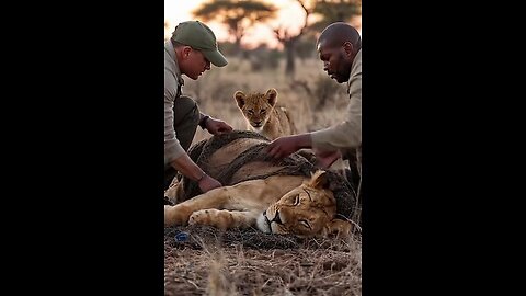 A Difficult Rescue in the Wild Lioness Freed from Trap and Reunited with Her Cubs