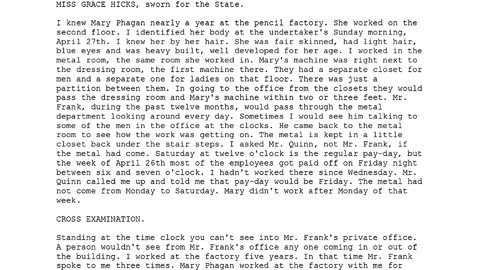 MISS GRACE HICKS, Sworn In For The State, 7th To Testify