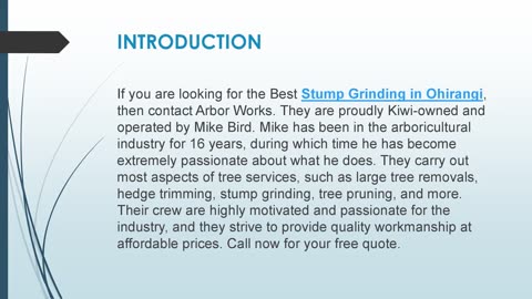 Best Stump Grinding in Ohirangi