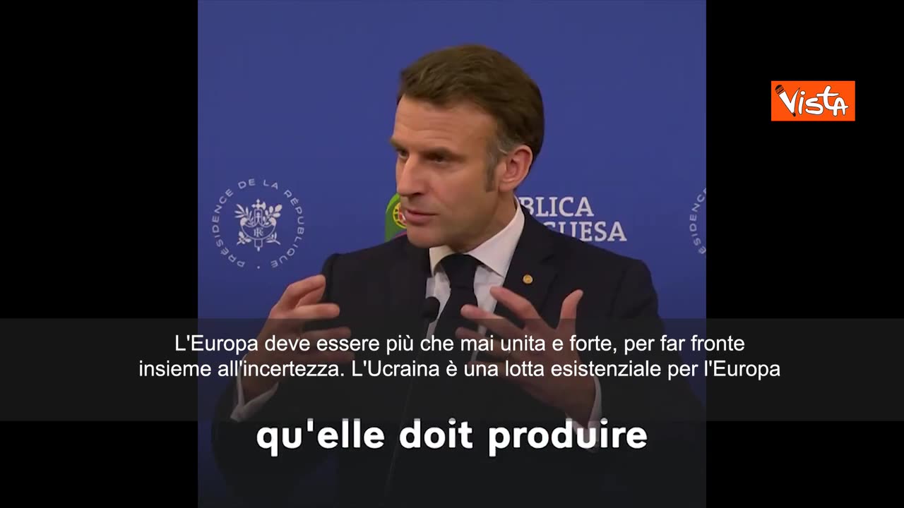 NOTIZIE DAL MONDO Macron; 'L'Ucraina è una lotta esistenziale per Europa' Così Macron in un video sui social dal Portogallo.Ho visto per 3 anni l'UE parlare sempre di guerra,sempre di armi,fino alla vittoria contro la Russia.