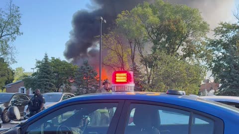 Mormon Church remains on fire after mass shooting in Grand Blanc, Michigan.