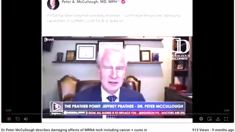 Dr Peter McCullough descibes damaging affects of MRNA tech including cancer + cures in description