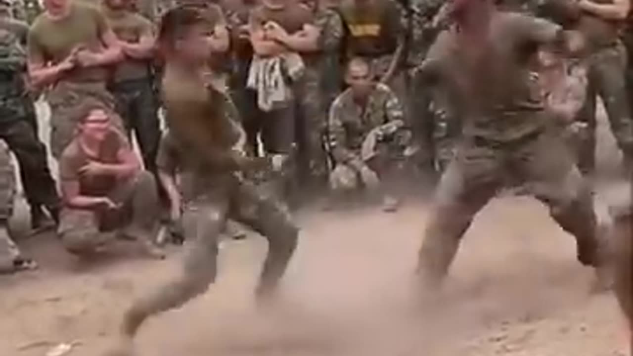 Friendly Knife Fighting Between Philippine Marine And USMC