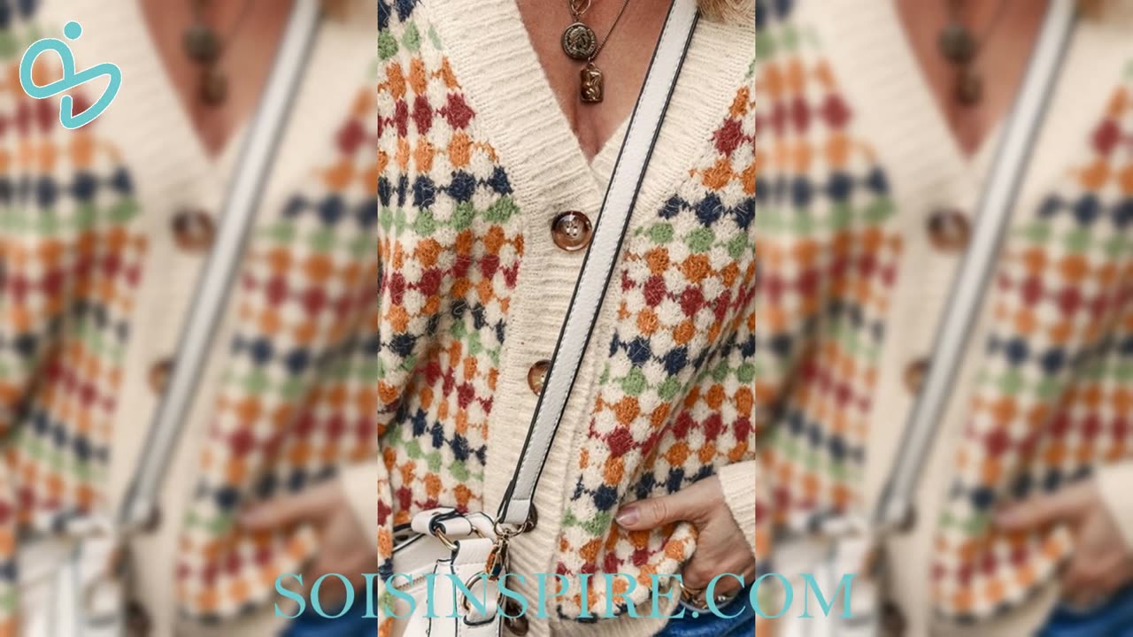 Multicolour Dotty Pattern Knit Button Front Cardigan