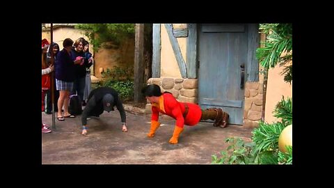 Gaston schools girl's boyfriend with pushups at Disney World