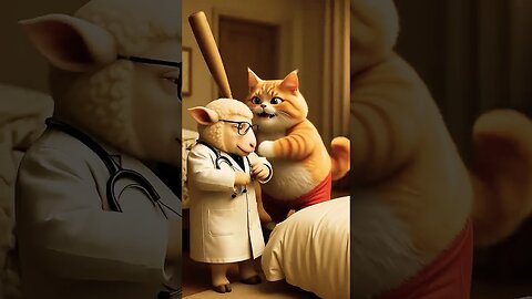 Orange Cat Pretends to Make Emergency Call to Sheep Doctor Funny Cat Stor