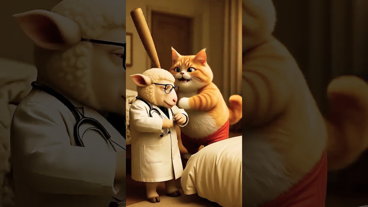 Orange Cat Pretends to Make Emergency Call to Sheep Doctor Funny Cat Stor