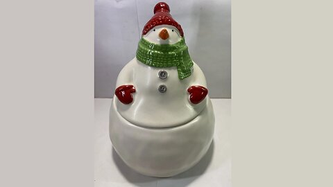 ⛄⛄ Official Hallmark ⛄⛄ 7" Snowman Ceramic Cookie Jar Treat Jar Christmas Holiday (UGC) Clean