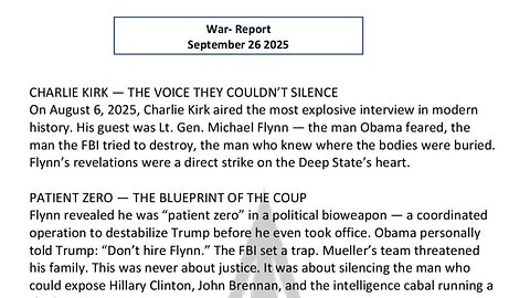 WAR REPORT - SEPT 26/2025- CHARLIE KIRK - THE VOICE THEY COULDN'T SILENCE