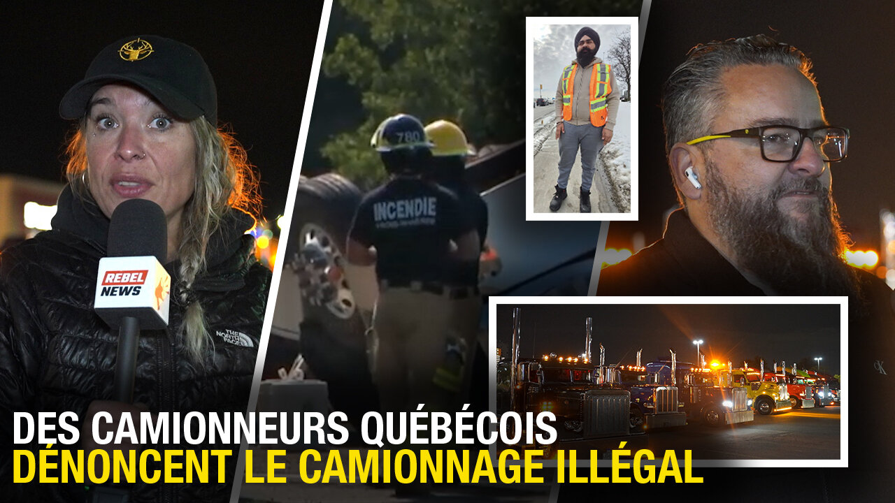Manifestation des camionneurs du Québec contre les conducteurs illégaux