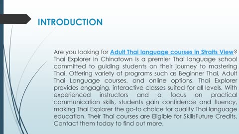 Are you looking for Adult Thai language courses in Straits View?