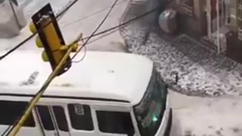 Heavy rain accompanied by a hailstorm in Tarija city, Cercado Province, Bolivia