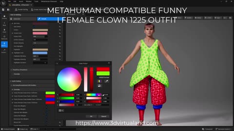 MetaHuman Compatible Funny I Female Clown 1225 Outfit