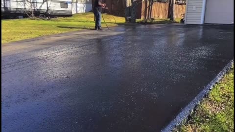 Me Spray Sealing A Driveway With "Cold by Five Finger Death Punch" Dubbed In - Top Coats Pavement Maintenance