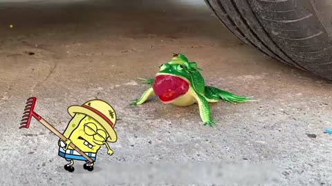 CAR CRUSHING SPONGEBOB FARMER VS FROG!🐸🚗CRUNCHY & SOFT CRUSH MADNESS!😱 #funny #weird #viral