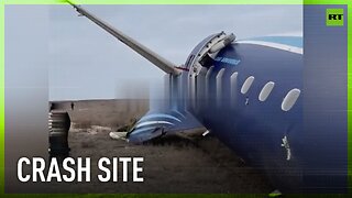 FIRST video of the crashed Azerbaijan Airlines plane