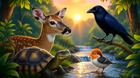 “The Power of Unity | Story of the Bird, Tortoise, Deer and Crow | Moral Story for Kids”