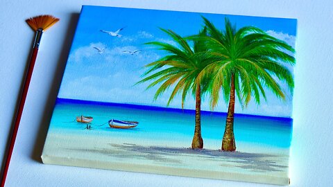 Beach Painting _ Seascape Painting _ Beach Scenery Painting