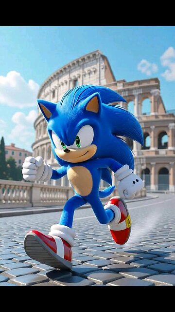 Sonic running in Rome, Italy