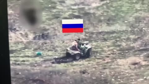 Russian Soldiers On ATV Hit Anti-Tank Mine