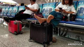 Feet up...nylon socks!