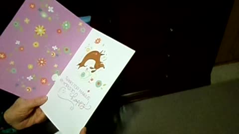 Showing Chris my funny spinning dog Father's Day card