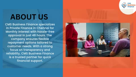 Get Private Finance in Chennai for Monthly Interest with CMS Business Finance