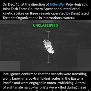 U.S. Strikes Kill Eight Suspected Narco-Traffickers Off Pacific Coast