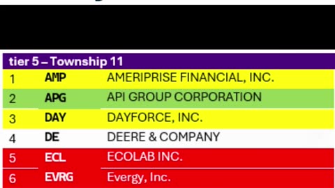 Company allocations for levels 1 to 5 in the Premier Stocks League