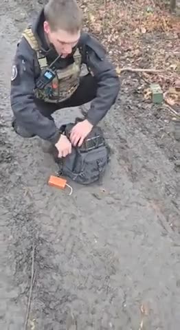A russian sapper blows up a mine in his face