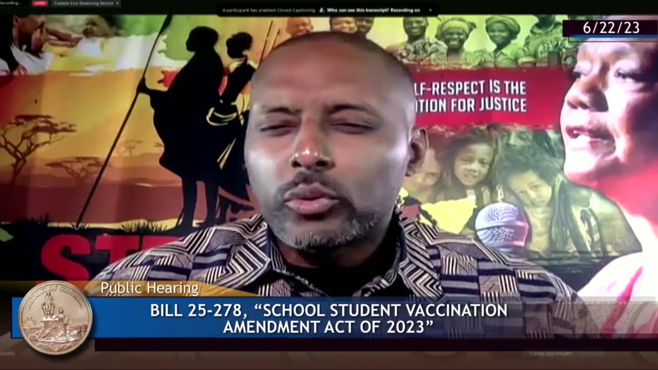 Jun 22, 2023 Testimony @ DC Hearing on Mandated Injections, Parental Consent, & Genocide