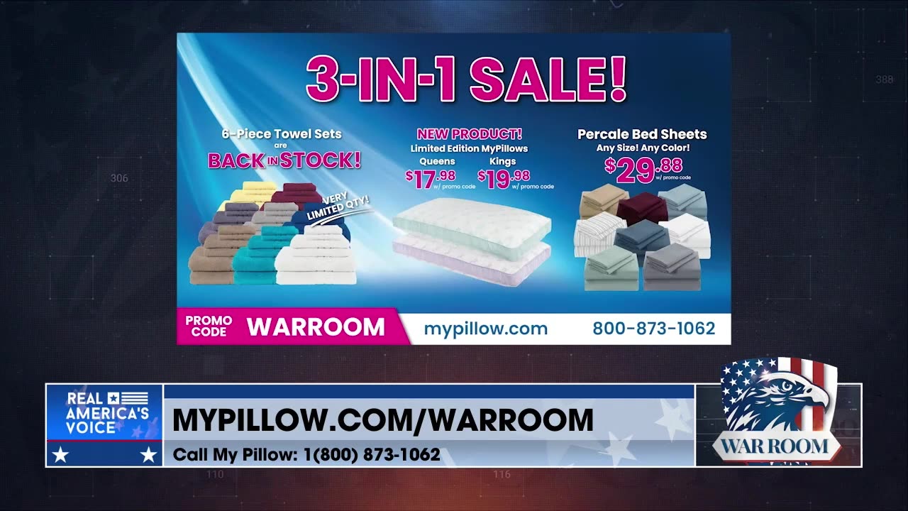 Visit MyPillow.com/warroom And Use Promo Code WARROOM To Get WarRoom Posse Deals!