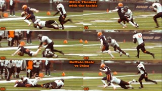 Prototype 345: Buffalo State's Mitch Thomas with the tackle vs Utica