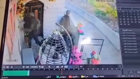 Footage shows Israeli occupation soldiers using an axe to break into a civilian home