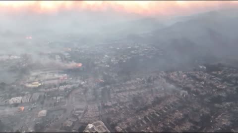 Drone footage shows the devastating aftermath of the LA fires