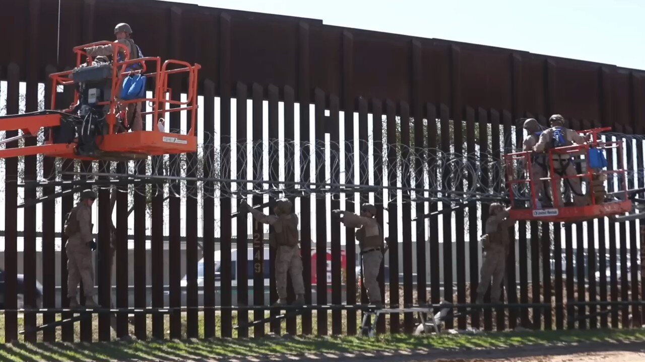 U.S. Marines Continue Installing Concertina Wire Along Southern Border in San Ysidro