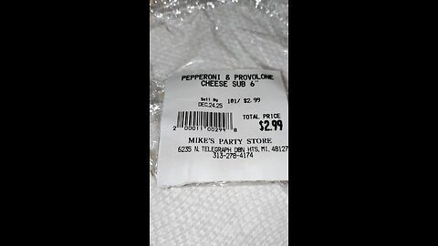 Eating Pepperoni & Provolone Cheese Sub From Mike's Party Store, Dbn Hgts, MI, 12/19/25