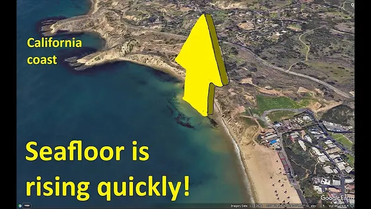 The seafloor is rising fast on this California beach...fault line, volcano, or something else
