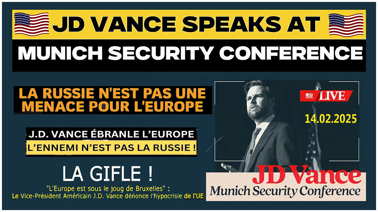 La voie de l'Amérique dénonce le joug de Bruxelles sur l'Europe/ JD Vance à Munich (Hd 720)