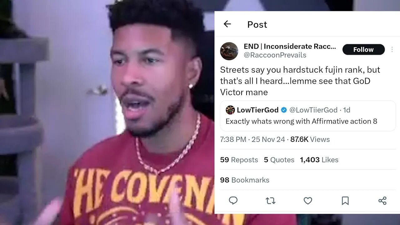 LowTierGod Cries About Being Ratioed On Twitter For His Roggy Tekken 8 Complaints [REUPLOAD]