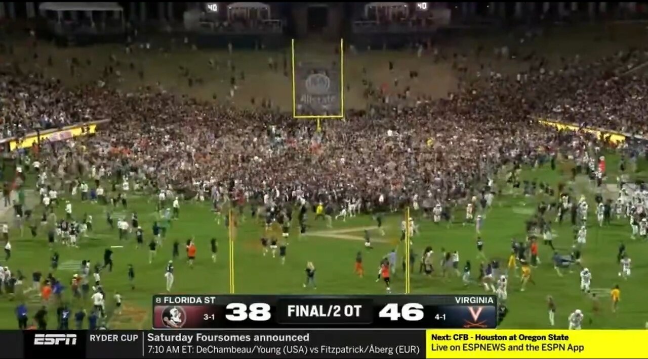 UVA Fans Storm Field After Upset College Football Win Over Florida State