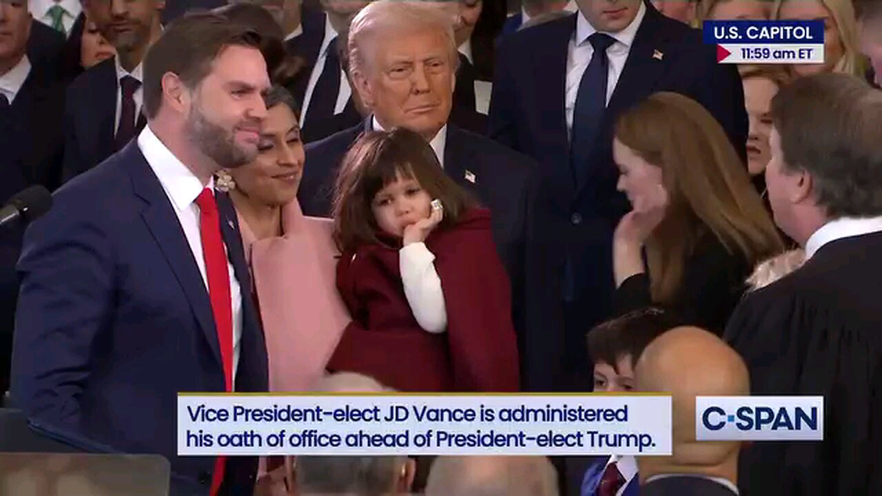 Vice President JD Vance and President Trump taking the oaths of office ...