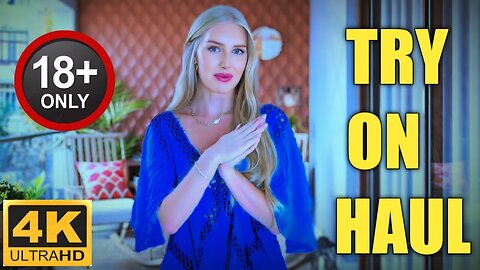 4K Transparent Blue 💙 Dress Try-On Haul At mall | No bra mirror view | see through Lingerie today