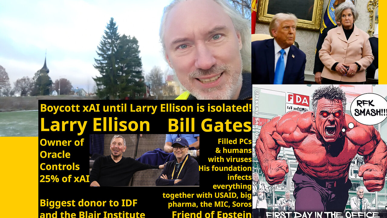 Slogans blir affirmationer. Granar. Bank of ND. MAGA. SMASH! Sol-dominans. Elon vs Ellison. Titus*2