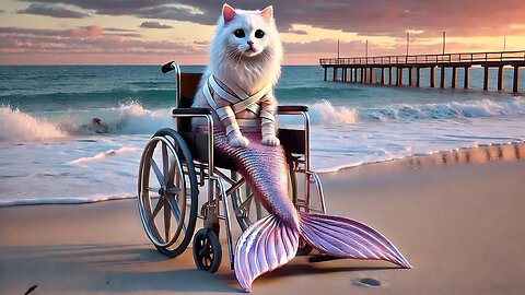 Mermaid cat helps kittens and mother cat who were injured 😿😭 #cat #ai #cutecat #aicat #catlover #貓