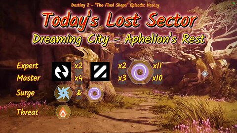 Destiny 2: 2-15-25 Aphelion's Rest is the Lost Sector. Arc/Void Surge