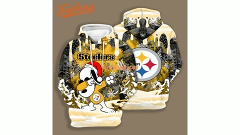 Pittsburgh Steelers Santa Snoopy Christmas 3D Hoodie Design Yellow Grey