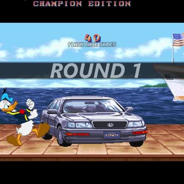 DONALD DUCK fighting as special character in Street Fighter (Bonus Stage)