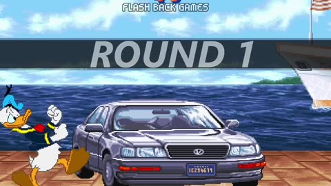 DONALD DUCK fighting as special character in Street Fighter (Bonus Stage)