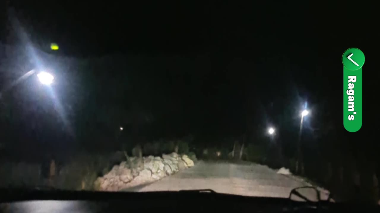 Driving At Night Across A Deserted Forest